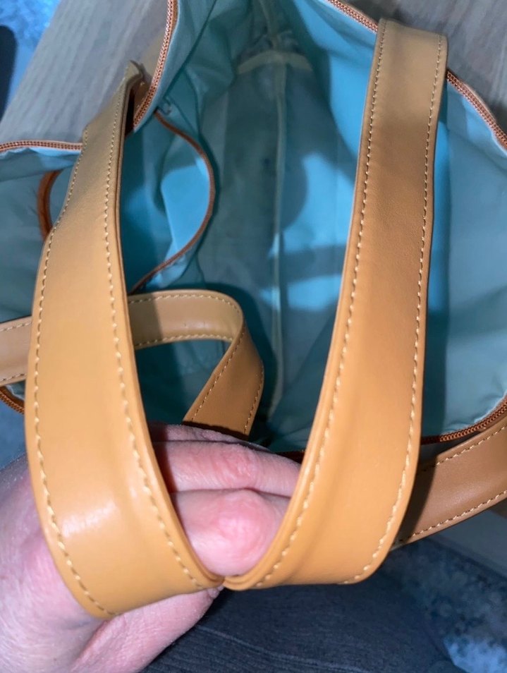 Bej Deri Kadın Çanta Fermuarlı - Görsel 4