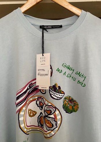 Mavi Baskılı Kadın Tişört - Görsel 2