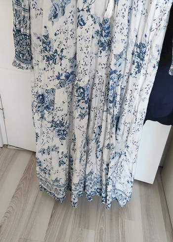 Bohem Uzun Kollu Pamuklu V Yaka Elbise - Görsel 2