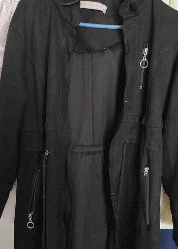 Fermuarlı Siyah Uzun Kadın Kaban - Görsel 2