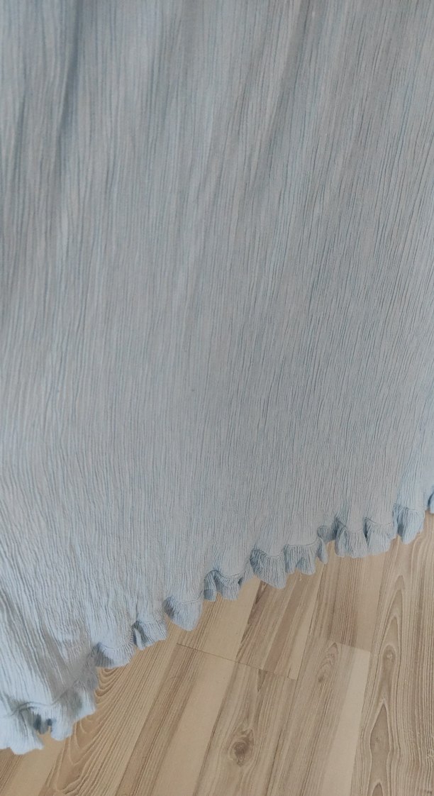 Mavi Uzun Kollu Bohem Keten Elbise - Görsel 4