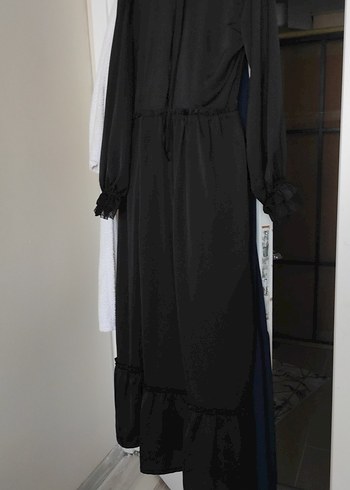 Uzun Siyah Gotik Kadın Elbise - Görsel 5