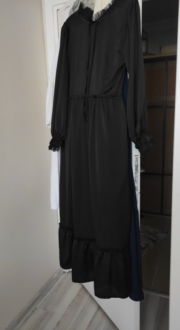 Uzun Siyah Gotik Kadın Elbise - Görsel 5