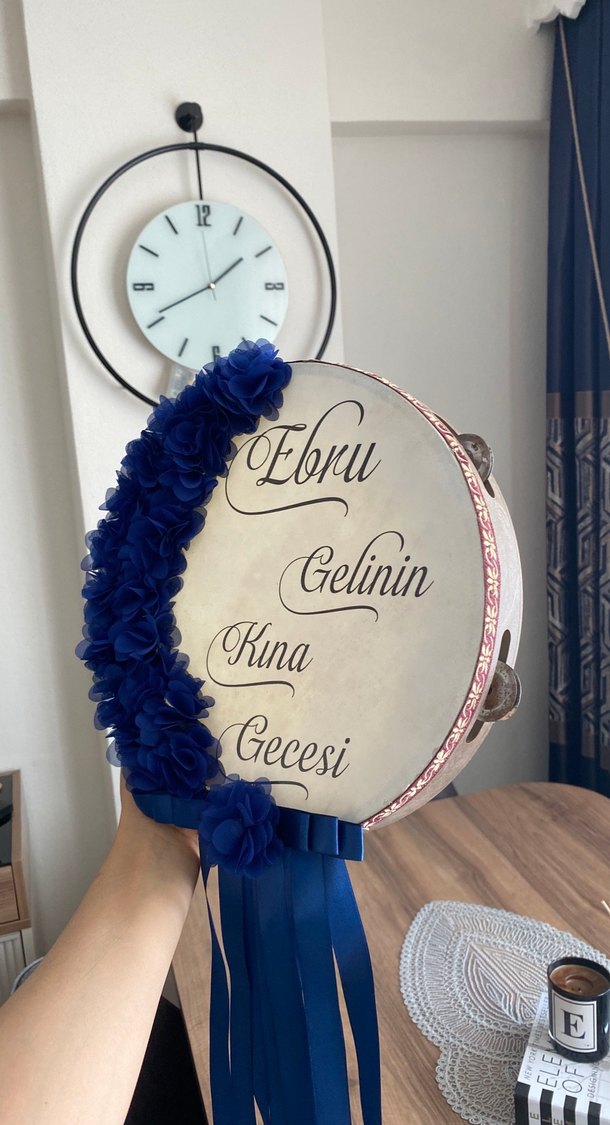 Mavi Bohem Vintage Gelin Kına tefi - Görsel 3