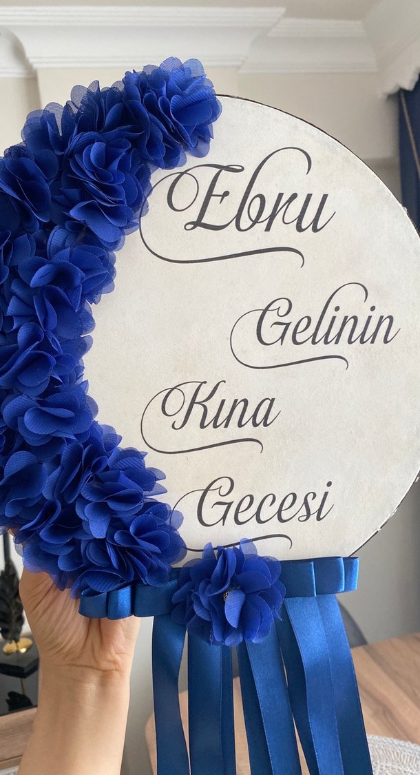 Mavi Bohem Vintage Gelin Kına tefi - Görsel 5