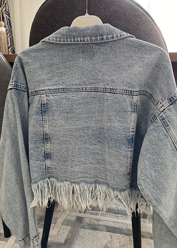 Düğmeli Gri Kısa Kot Ceket - Görsel 5