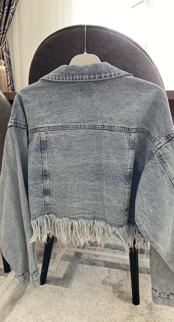 Düğmeli Gri Kısa Kot Ceket - Görsel 5