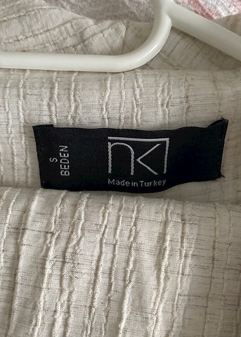 Kadın Keten Düğmeli Beyaz Blazer Ceket takım - Görsel 3