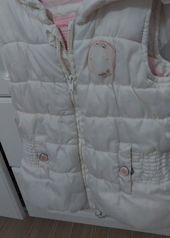 Kız Çocuk Beyaz Kapüşonlu Yelek - Görsel 6