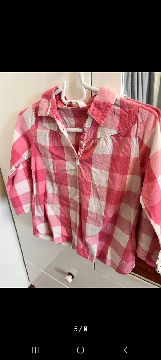 Kızlar için Pembe Uzun Kollu Pamuklu Gömlek - Görsel 3