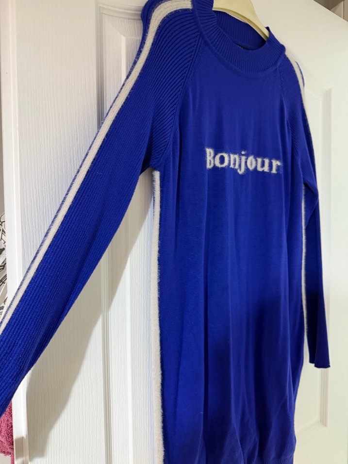 Mavi Uzun Kollu Triko Midi Elbise/sweatshirt - Görsel 3