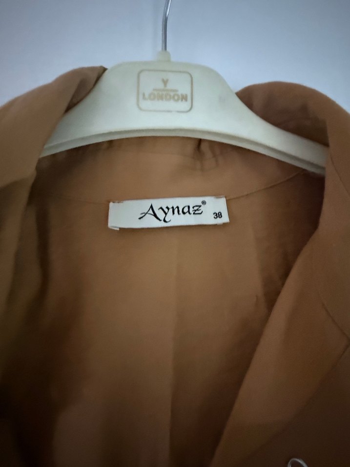 Uzun Kollu, Düğmeli, Nakışlı Bej Kadın Gömlek - Görsel 2