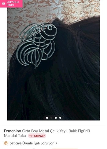 Diğer Femenino Gri Metal Balık Mandal Toka