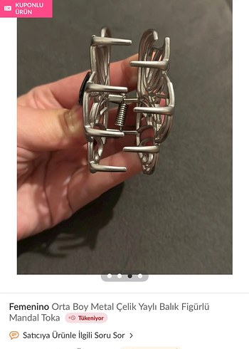 Beden Femenino Gri Metal Balık Mandal Toka
