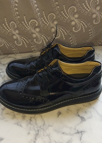 Parlak Siyah Rugan Oxford Erkek Ayakkabı - Görsel 2