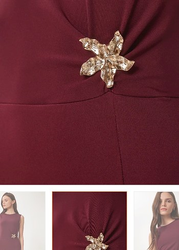 40 Beden bordo Renk Bordo Bohem Halter Yaka Uzun Elbise