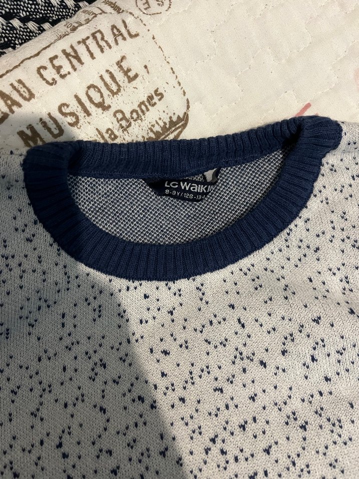 Mavi beyaz Renkli Örgü Erkek çocuk Kazak - Görsel 2