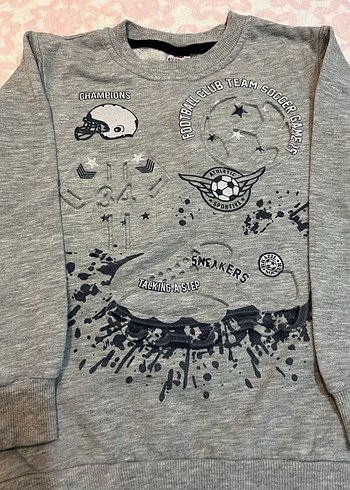 Gri Baskılı Erkek Çocuk Sweatshirt - Görsel 2