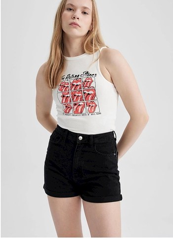 m Beden beyaz Renk Defacto m beden etiketli Baskılı Kolsuz Crop Top