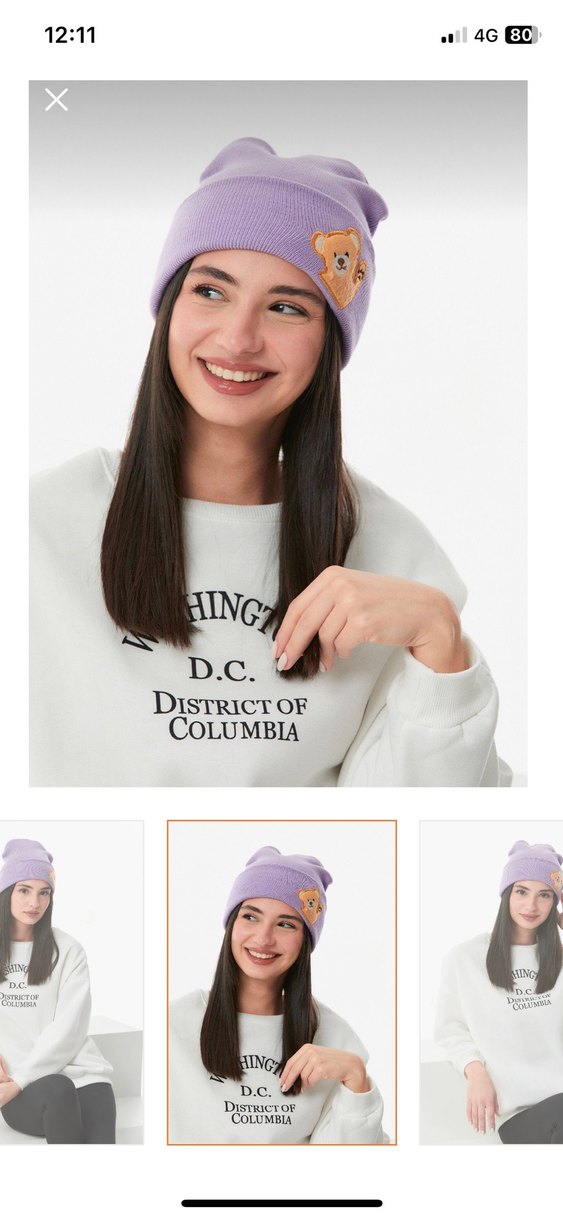 Mor Kadın çocuk Bere  etiketli - Görsel 3