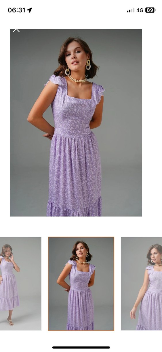 Mor V Yaka Fırfırlı Midi Elbise L beden elbise etiketli - Görsel 5