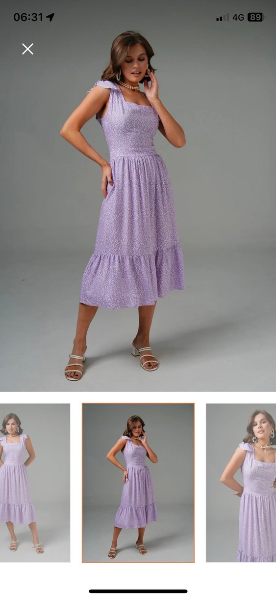 Mor V Yaka Fırfırlı Midi Elbise L beden elbise etiketli - Görsel 2