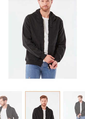 Gri Fermuarlı Erkek Sweatshirt s beden etiketli slimfit - Görsel 5