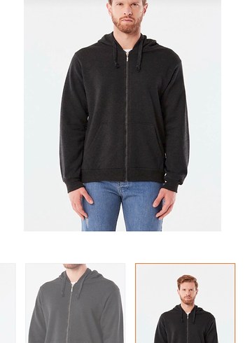 Gri Fermuarlı Erkek Sweatshirt s beden etiketli slimfit - Görsel 3