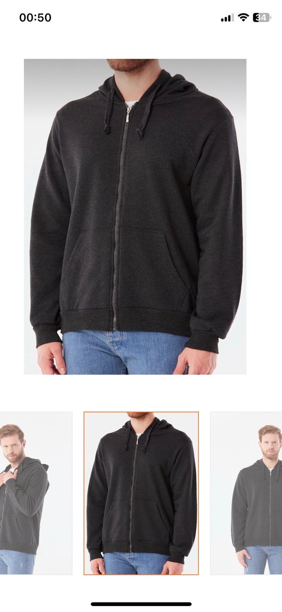 Gri Fermuarlı Erkek Sweatshirt s beden etiketli slimfit - Görsel 2