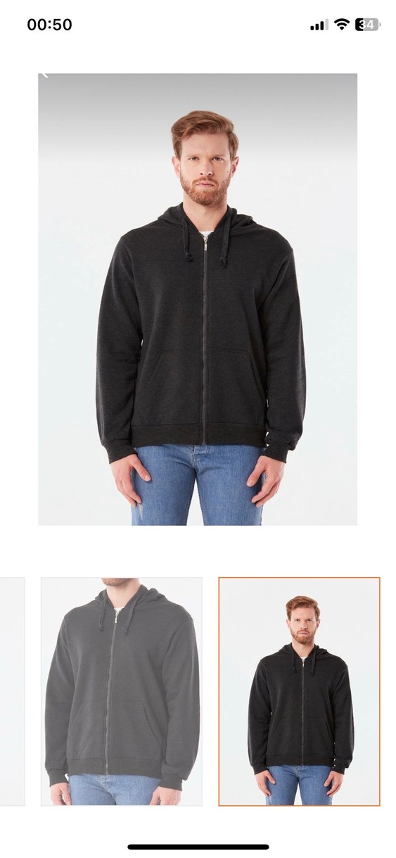 Gri Fermuarlı Erkek Sweatshirt s beden etiketli slimfit - Görsel 3