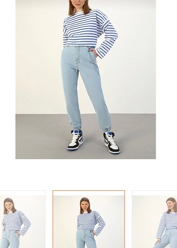 Zincir Detaylı Açık Mavi kot Pantolon s beden etiketli - Görsel 2