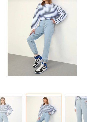 Zincir Detaylı Açık Mavi kot Pantolon s beden etiketli - Görsel 3