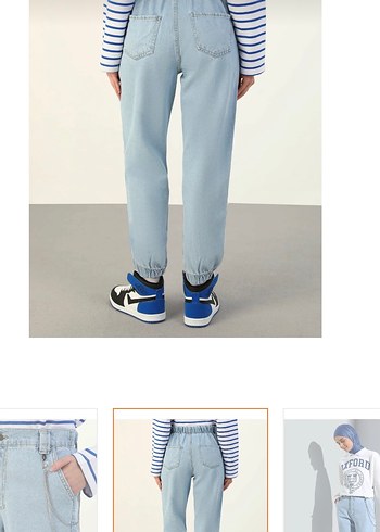 Zincir Detaylı Açık Mavi kot Pantolon s beden etiketli - Görsel 6