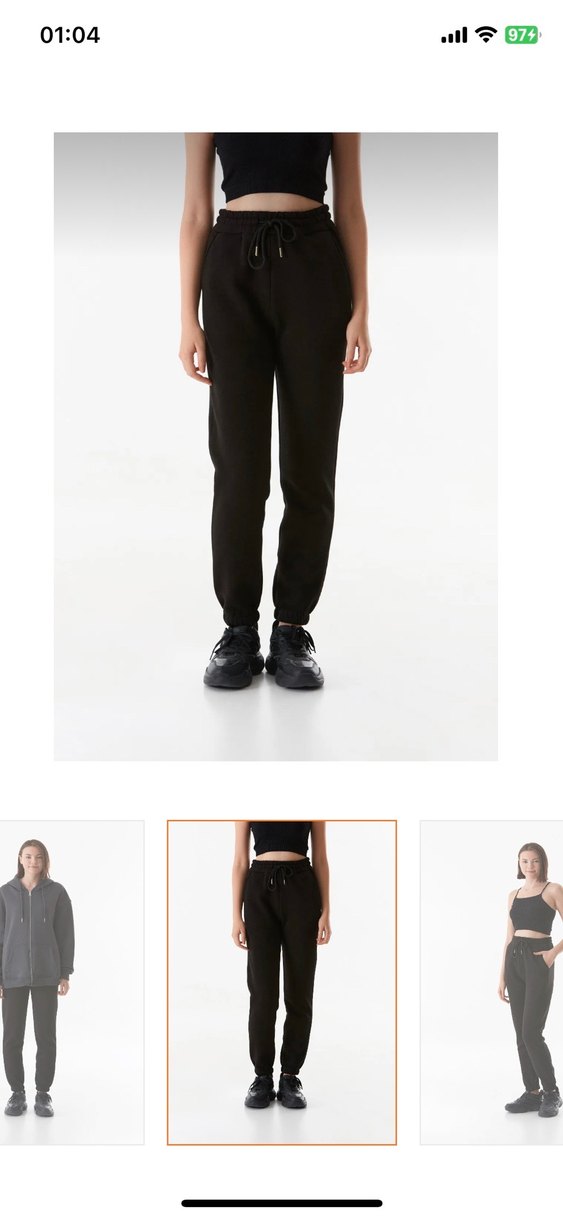 Kadın Siyah Regular Fit Eşofman Altı 3 iplik etiketli - Görsel 3