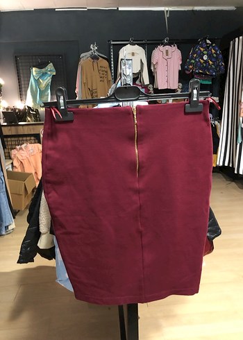 Bordo adil ışık s beden Etek - Görsel 5