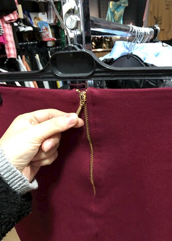 Bordo adil ışık s beden Etek - Görsel 4