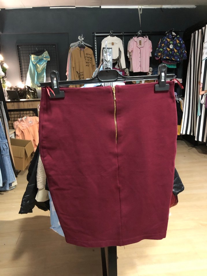 Bordo adil ışık s beden Etek - Görsel 5