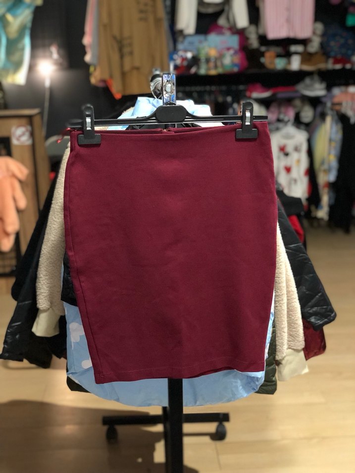 Bordo adil ışık s beden Etek - Görsel 3