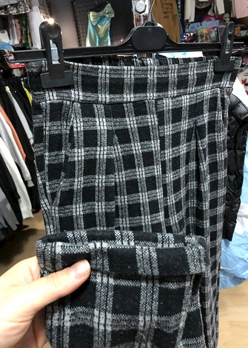 S-M beden Ekose Desenli kışlık Kadın Kumaş Pantolon - Görsel 4