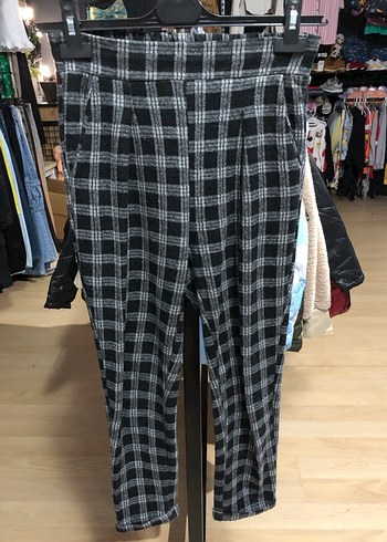 S-M beden Ekose Desenli kışlık Kadın Kumaş Pantolon - Görsel 7