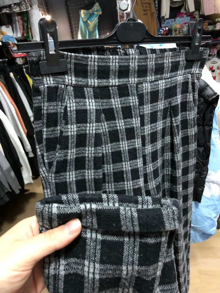 S-M beden Ekose Desenli kışlık Kadın Kumaş Pantolon - Görsel 4