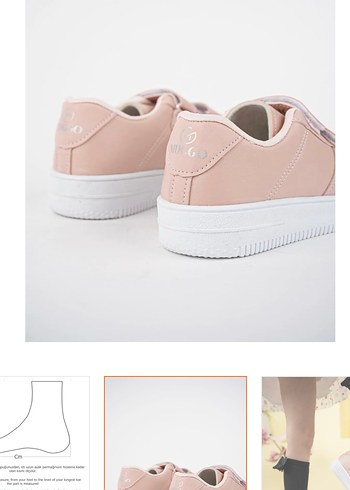 Kız Çocuk Pembe Cırt Cırtlı spor ayakkabı sıfır 33 numara - Görsel 4