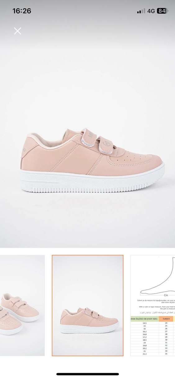 Kız Çocuk Pembe Cırt Cırtlı spor ayakkabı sıfır 33 numara - Görsel 3