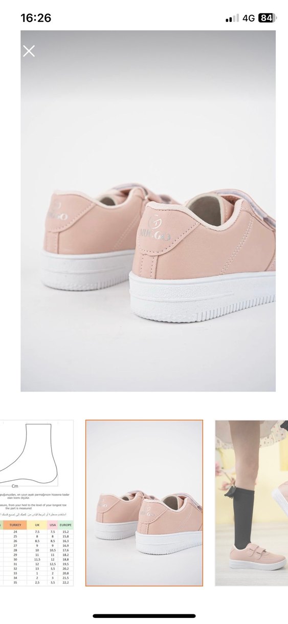 Kız Çocuk Pembe Cırt Cırtlı Spor Ayakkabı 32 numara sıfır - Görsel 4