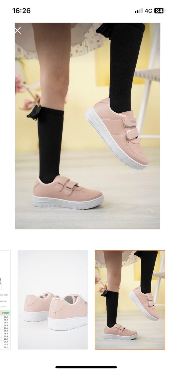 Kız Çocuk Pembe Cırt Cırtlı Spor Ayakkabı 32 numara sıfır - Görsel 3