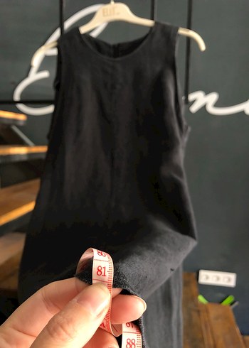 Dilvin Siyah Kolsuz Keten elbise 38 beden - Görsel 9