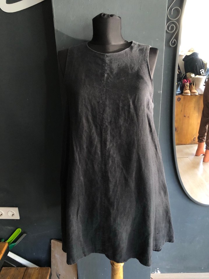 Dilvin Siyah Kolsuz Keten elbise 38 beden - Görsel 2