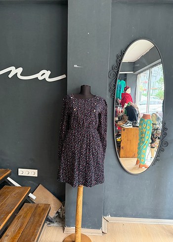 Diğer Koyu Lacivert Payetli Mini Elbise S Beden