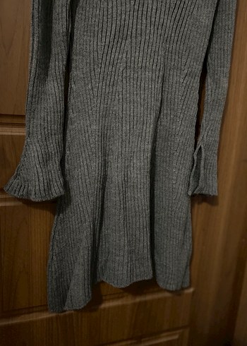 Gri Triko Midi Elbise - Görsel 6