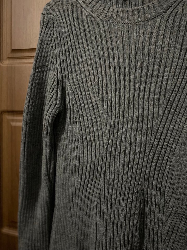 Gri Triko Midi Elbise - Görsel 4